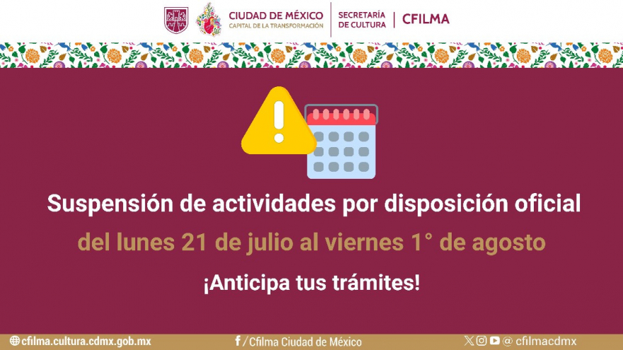 ¡SUSPENSIÓN DE ACTIVIDADES!